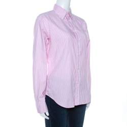 مملوكة مسبقًا Ralph Lauren Pink Striped Cotton Oxford Super Slim Fit Shirt M