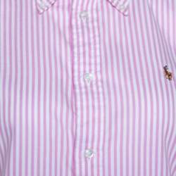 مملوكة مسبقًا Ralph Lauren Pink Striped Cotton Oxford Super Slim Fit Shirt M