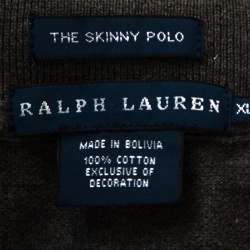 مملوكة مسبقًا Ralph Lauren Grey Pique Cotton Skinny Polo T-Shirt XL