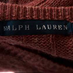 Pre Owned Ralph Lauren Pale Red Linen Wool Cable Knit Jumper M