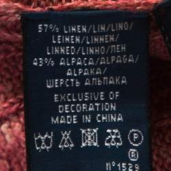 Pre Owned Ralph Lauren Pale Red Linen Wool Cable Knit Jumper M