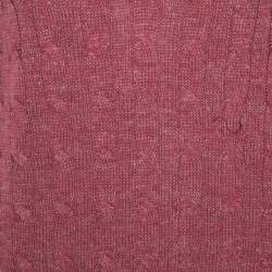 Pre Owned Ralph Lauren Pale Red Linen Wool Cable Knit Jumper M