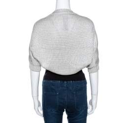 Pre Owned Ralph Lauren Silver Lurex Silk Knit Shrug M