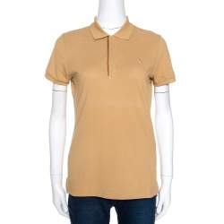 Pre Owned Ralph Lauren Brown Cotton Pique Skinny Polo T-Shirt M