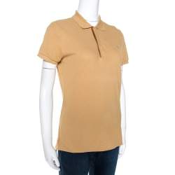 Pre Owned Ralph Lauren Brown Cotton Pique Skinny Polo T-Shirt M
