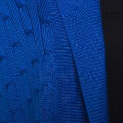 Pre Owned Ralph Lauren Blue Cable Knit Open Front Cardigan M