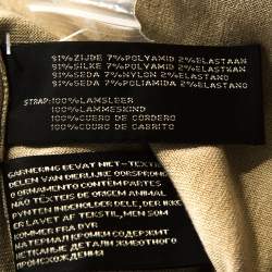 Pre Owned Ralph Laurent Beige Silk Knit Leather Strap Detail Fitted Dress L