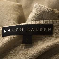 Pre Owned Ralph Laurent Beige Silk Knit Leather Strap Detail Fitted Dress L