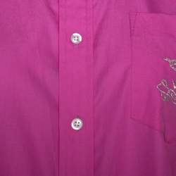 Pre Owned Ralph Lauren Pink Cotton Button Down Fitted Shirt L