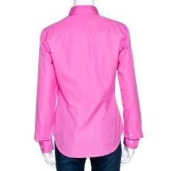 Pre Owned Ralph Lauren Pink Cotton Button Down Fitted Shirt L