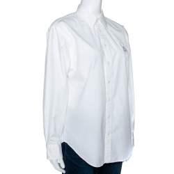 Pre Owned Ralph Lauren White Cotton Relaxed Fit Button Front Shirt L