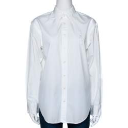 Pre Owned Ralph Lauren White Cotton Relaxed Fit Button Front Shirt L