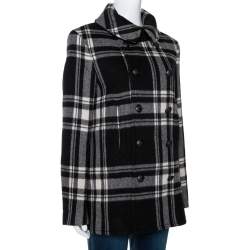 Pre Owned Ralph Lauren Monochrome Checked Cashmere & Wool Coat M