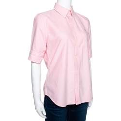 Pre Owned Ralph Lauren Light Pink Cotton Chambray Short Sleeve Shirt M