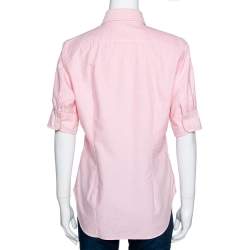 Pre Owned Ralph Lauren Light Pink Cotton Chambray Short Sleeve Shirt M