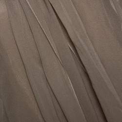 Pre Owned Ralph Lauren Khaki Silk Bow Tie Front Sheer Blouse S