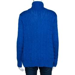 Pre Owned Ralph Lauren Blue Cable Knit Open Front Cardigan XS