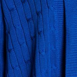 Pre Owned Ralph Lauren Blue Cable Knit Open Front Cardigan XS