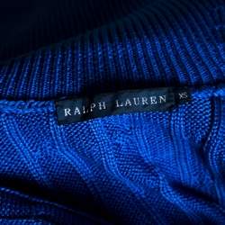 Pre Owned Ralph Lauren Blue Cable Knit Open Front Cardigan XS
