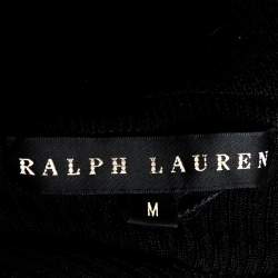 Pre Owned Ralph Lauren Black Ruffled Silk Knit Fitted Top M
