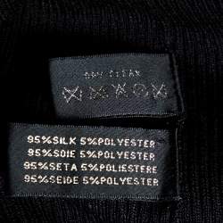 Pre Owned Ralph Lauren Black Ruffled Silk Knit Fitted Top M