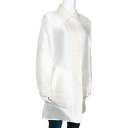 Pre Owned Ralph Lauren Ivory Silk Organza Wren Coat M