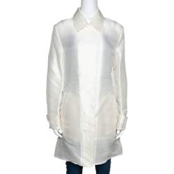Pre Owned Ralph Lauren Ivory Silk Organza Wren Coat M