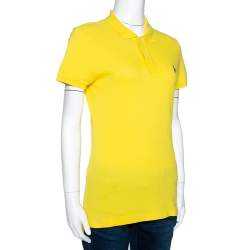 مملوكة مسبقًا تي شيرت بولو رالف لورين سكيني بيك قطن أصفر M