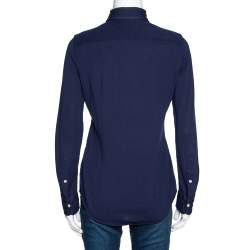 Pre Owned تي شيرت رالف لورين مكسم أوكسفورد تريكو مطرز شعار كحلي M