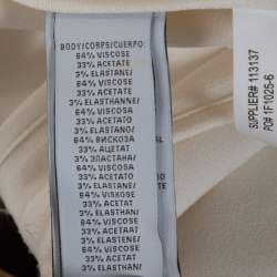 Pre Owned Ralph Lauren Off White Crepe Contrast Leather Trim Blouse S