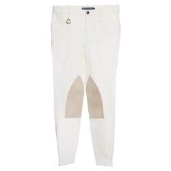 Pre Owned Ralph Lauren Cream Cotton Suede Patched Slim Fit Pants S