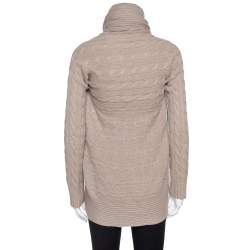 Pre Owned Ralph Lauren Beige Cashmere Cable Knit Circle Cardigan S