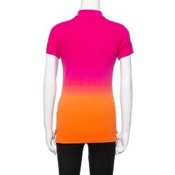 Pre Owned Ralph Lauren Pink Ombre Cotton Pique Skinny Polo T-Shirt M