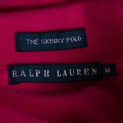 Pre Owned Ralph Lauren Pink Ombre Cotton Pique Skinny Polo T-Shirt M