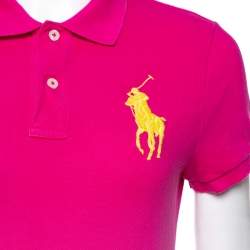 Pre Owned Ralph Lauren Pink Ombre Cotton Pique Skinny Polo T-Shirt M