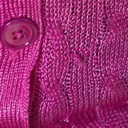 Pre Owned Ralph Lauren Pink Knit Button Front Cardigan M