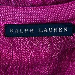 Pre Owned Ralph Lauren Pink Knit Button Front Cardigan M