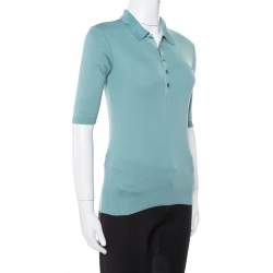 Pre Owned Ralph Lauren Green Cotton Fitted Hem Polo T-Shirt S