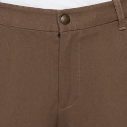 Pre Owned Ralph Lauren Brown Stretch Cotton Leather Patch Trousers M