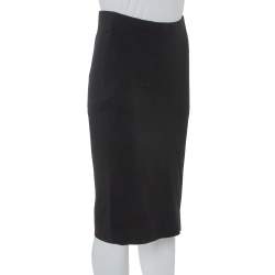 Pre Owned Ralph Lauren Black Merino Wool Knit Tube Skirt S