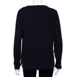 Pre Owned Ralph Lauren Navy Blue Silk Top L