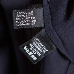 Pre Owned Ralph Lauren Navy Blue Silk Top L