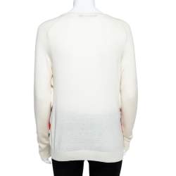 Pre Owned Ralph Lauren Cream Bridle Print Silk & Knit Jumper L