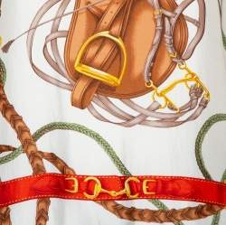 Pre Owned Ralph Lauren Cream Bridle Print Silk & Knit Jumper L