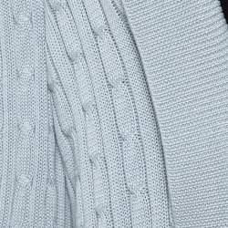 Pre Owned Ralph Lauren Pale Blue Cotton Cable Knit Shawl Lapel Cardigan L