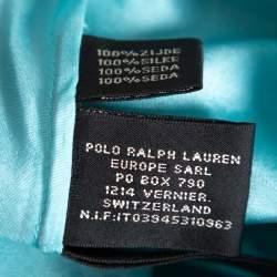 Pre Owned Ralph Lauren Blue Printed Silk Ruffle Detail Mini Skirt S