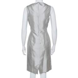 Pre Owned Ralph Lauren Silver Cotton Sleeveless Sheath Dress M