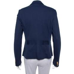 مملوكة مسبقًا جاكيت بليزر رالف لورين مزين جيب مطرز شعار الماركة تريكو أزرق كحلي مقاس كبير (لارج)