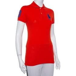 مملوكة مسبقًا Ralph Lauren Orange Cotton Pique The Skinny Polo T-Shirt S