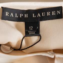 Pre Owned Ralph Lauren Cream Silk Long Sleeve Top L